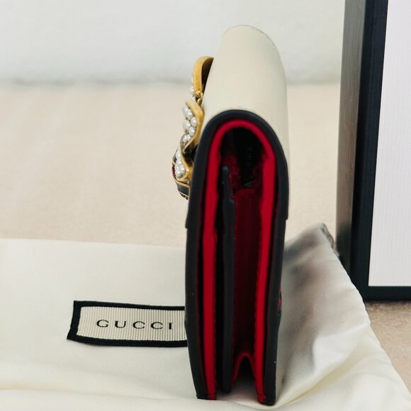 💯 Authentic Discontinued 🐝 GUCCI 🐝 Calfskin Queen Margaret Card Case Wallet - Picture 8 of 14